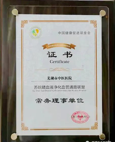 我院血液凈化中心獲選為“蘇皖贛血液凈化血管通路聯(lián)盟”常務理事單位(圖1)